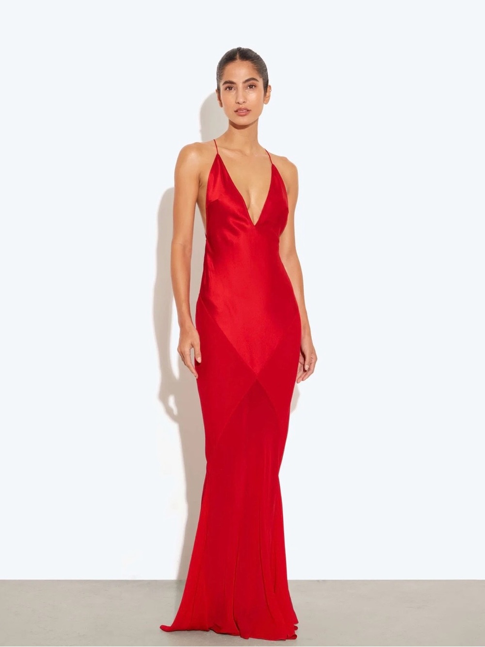 Rat & Boa Red Satin V-Neck Maxi Dress - Picture 4 of 7